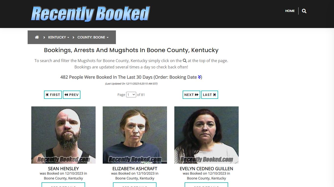 Recent bookings, Arrests, Mugshots in Boone County, Kentucky
